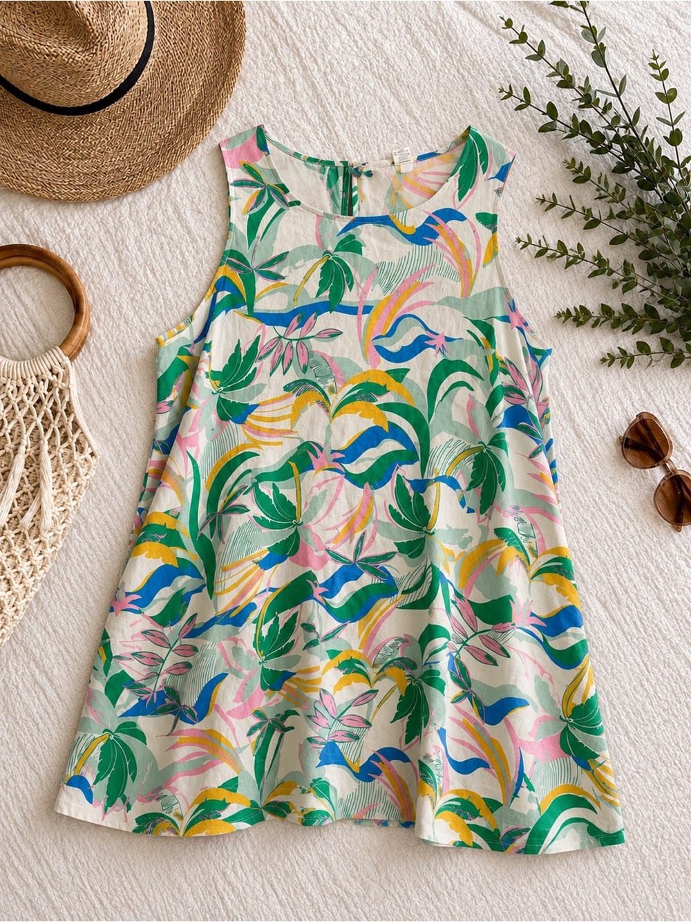 C&C California 100% Linen Tropical Shift Dress 2X